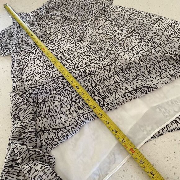 BCBGeneration Small Black White Sundress High Low Handkerchief Spaghetti Strap - Picture 8 of 10